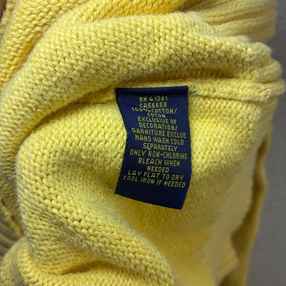 Polo‎ Ralph Lauren Mock Neck Sweater Men XL Yellow Pullover Button Cotton Preppy